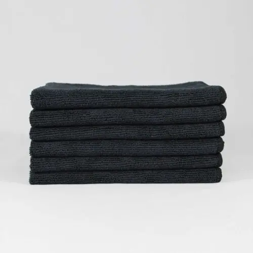 16x16 Black Microfiber Cloth Towels 49gm 2