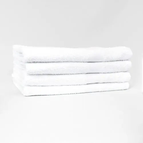 Stack of 24x48 Economy White Bath Shower Towels
