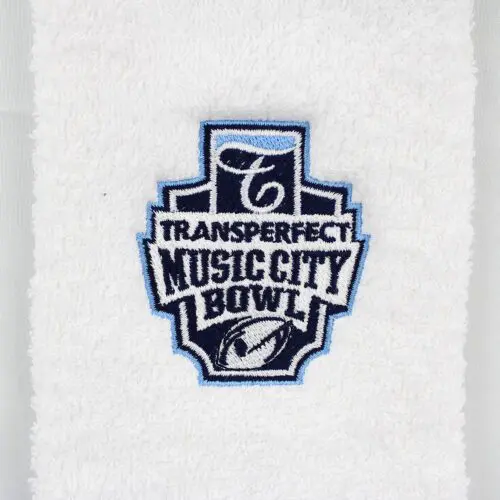 Custom Embroidery White Quarterback Football Towels Closeup 2
