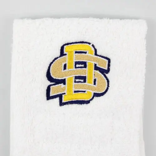 Custom Embroidery White Quarterback Football Towels Closeup 7