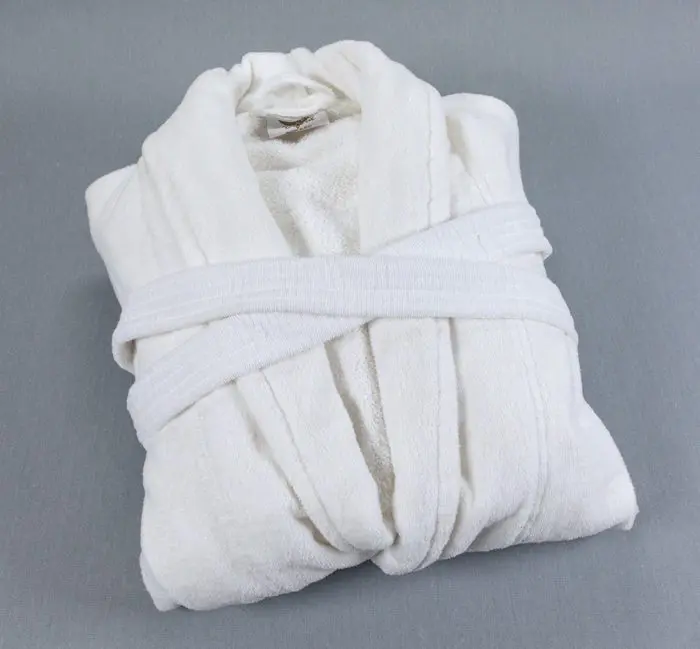R145wht 48×60 White Velour Bathrobe With Shawl Collar
