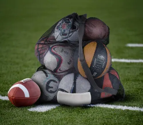 Black Mesh Ball Bag On Field