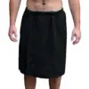 Mens Bath Towel Wrap with Velcro Snaps - Black
