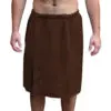 Mens Bath Towel Wrap with Velcro Snaps - Brown