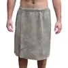 Mens Bath Towel Wrap with Velcro Snaps - Grey
