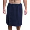 Mens Bath Towel Wrap with Velcro Snaps - Navy Blue