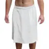 Mens Bath Towel Wrap with Velcro Snaps - White