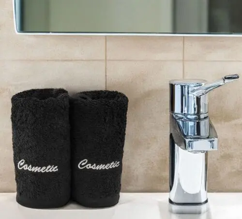 Premium Black Makeup Washcloth with Cosmetic Logo