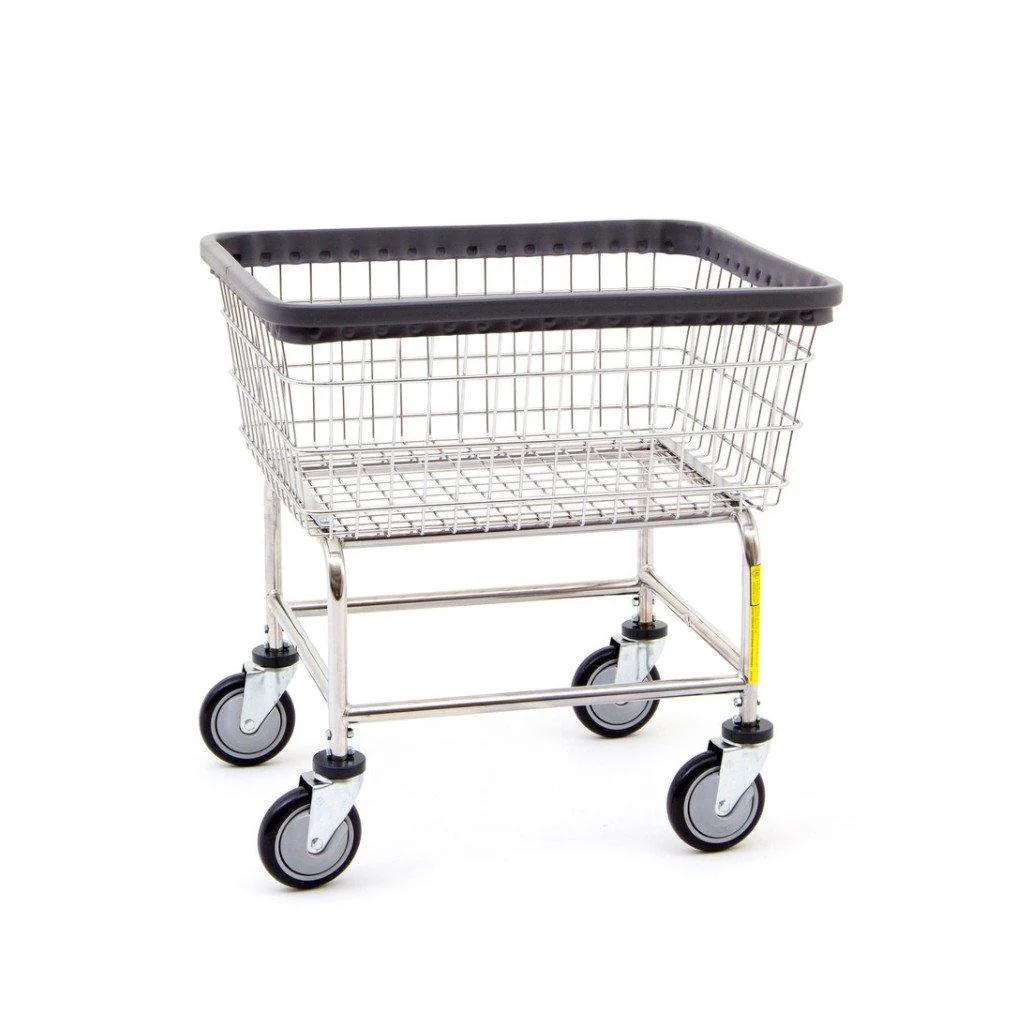 【極美品】LAUNDRY CART WITH POLE RACK CHROME Large Capacity Laundry Cart w/ Double Pole Rack | Commercial
