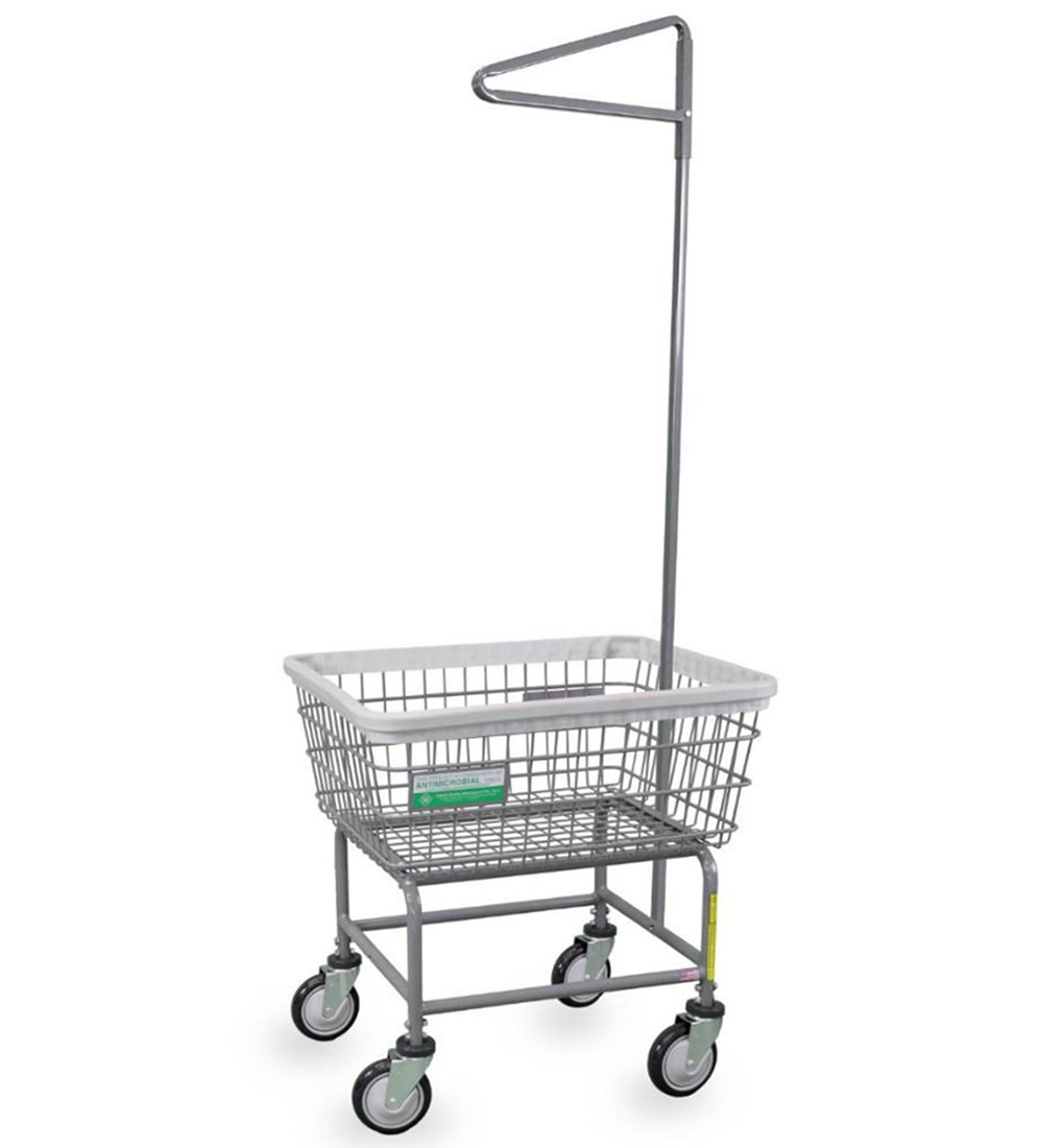 Antimicrobial Laundry Cart with Single Pole Rack-100E91ANTI