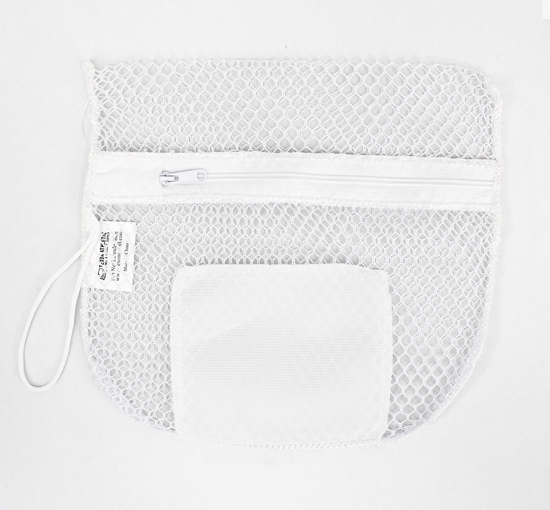 12x12 Mesh Zipper Laundry Bags; White Mesh Glove Bags
