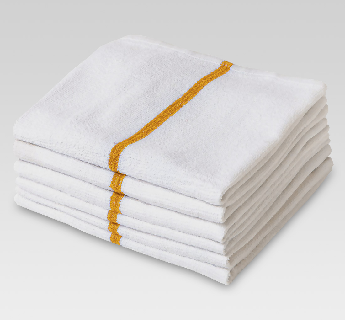 Leading Edge Microfiber Bar Towels with Gold Center Ribs, 280 gsm