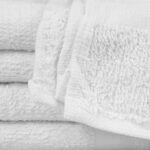 Closeup of 15x25 Economy White Hand Towels in Bulk