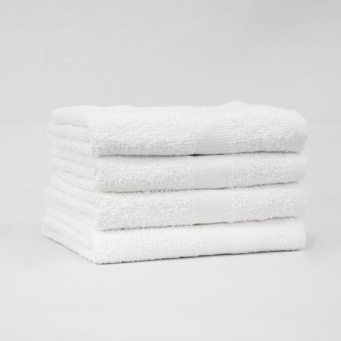Stack of 16x27 Economy White Hand Towels