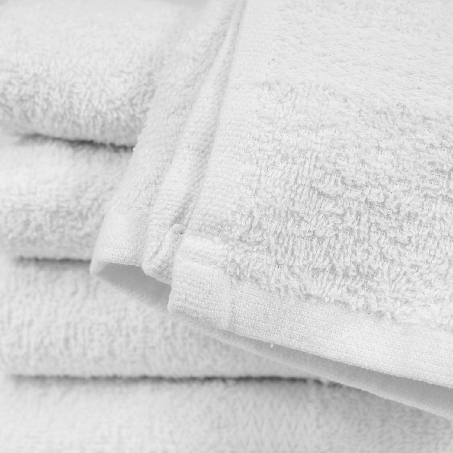 Closeup of 16x27 White Premium Hand Towels; Premium White Spa Towels
