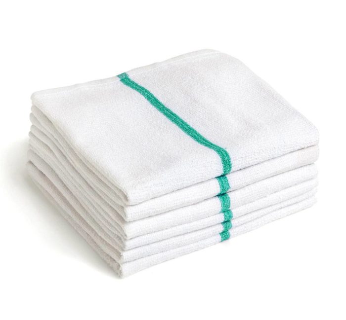 bar mop towels green stripe
