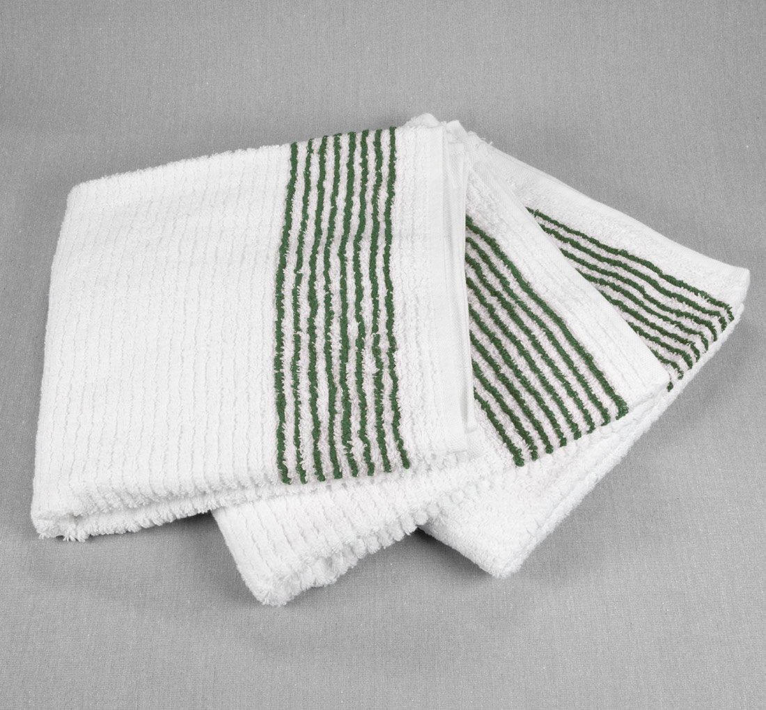 Texon Towel Caddy Towels, Super Gym Towels, White with Stripes - Black
