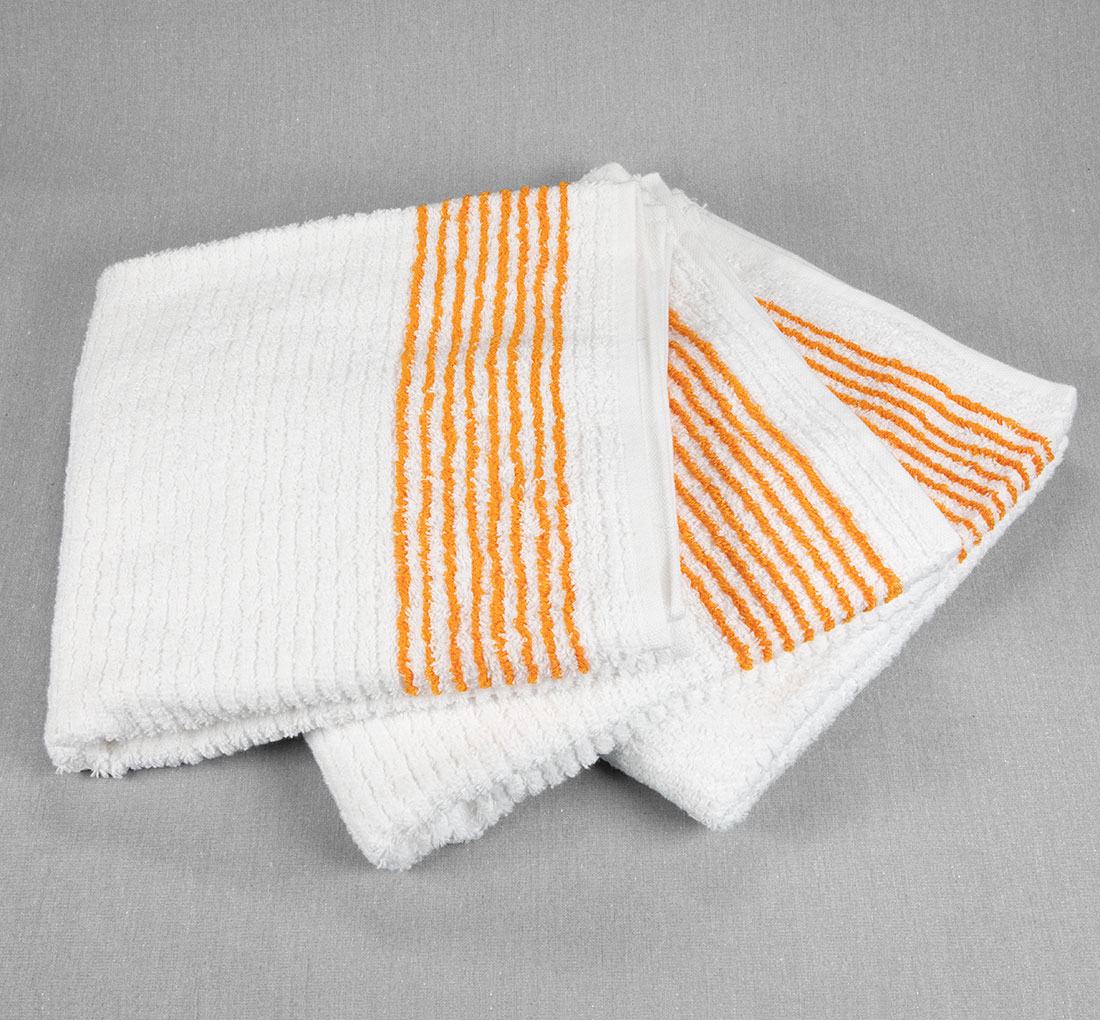 Texon Towel Caddy Towels, Super Gym Towels, White with Stripes - Gold