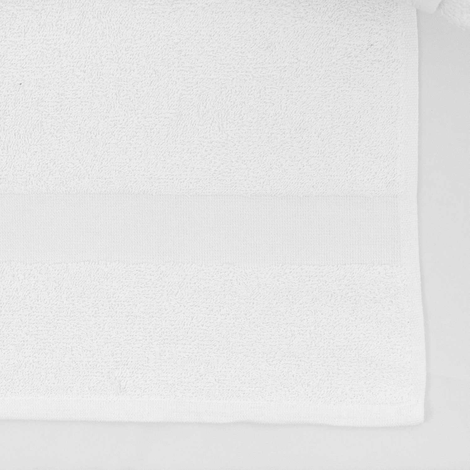 Flat Closeup of 24x50 White Bath Towels 10.50lb