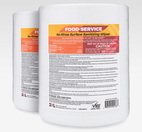2xl Food Service No Rinse Sanitizing Wipes 2pk