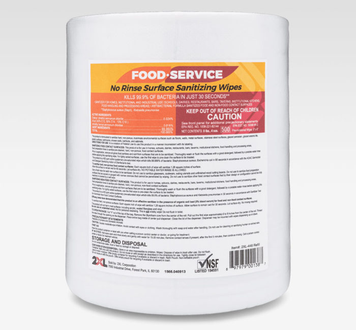 No Rinse Food Service No Rinse Sanitizing Wipes