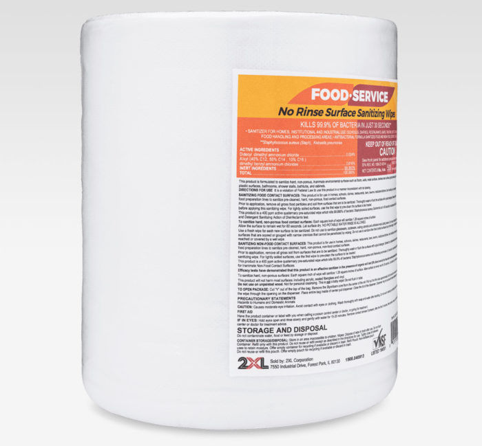 No Rinse Food Service No Rinse Sanitizing Wipes, 2XL446