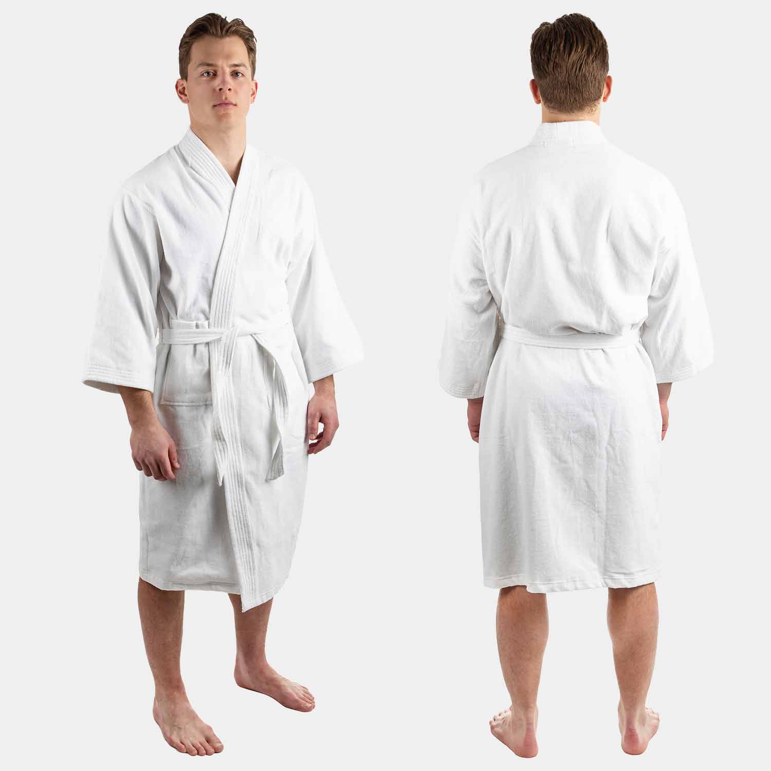 Oxford Super Blend Terry Imperial Robe, White Basic Cotton Terry Bathrobe