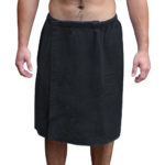 Mens Bath Towel Wrap Velcro Snaps Black