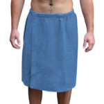 Mens Bath Towel Wrap Velcro Snaps Morning Glory Blue