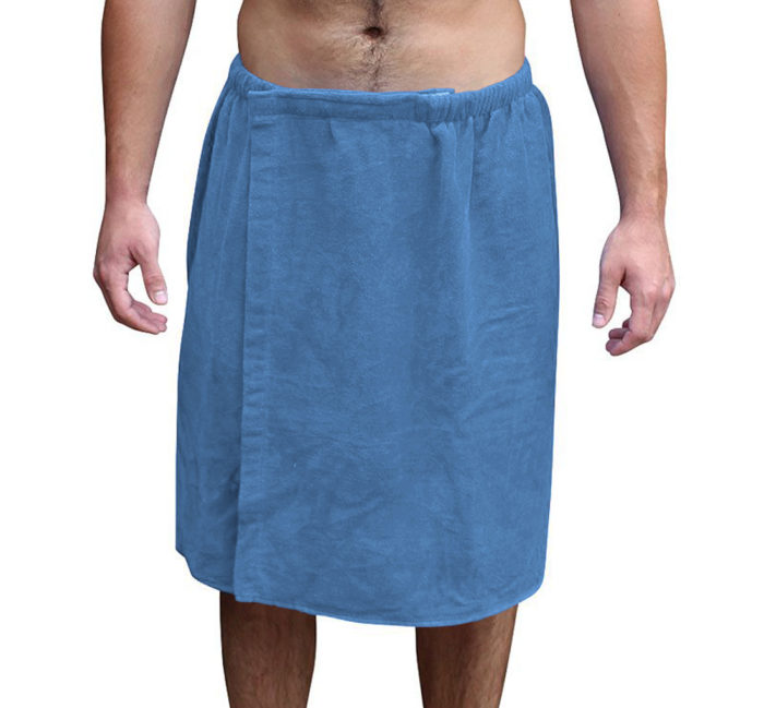 Zoylink Mens Bath Wrap Spa Wrap Snap Closure Elastic Shower Wrap with Towel 