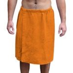 Mens Bath Towel Wrap Velcro Snaps Orange