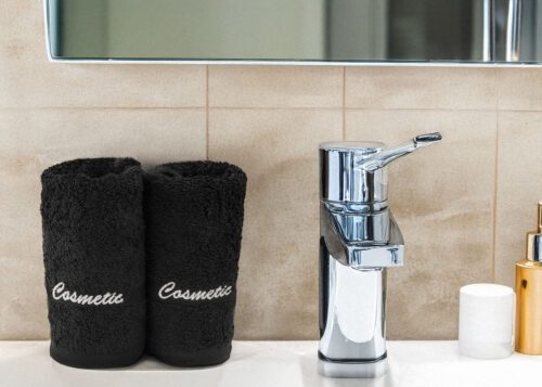 Premium Black Makeup Washcloth with Cosmetic Logo