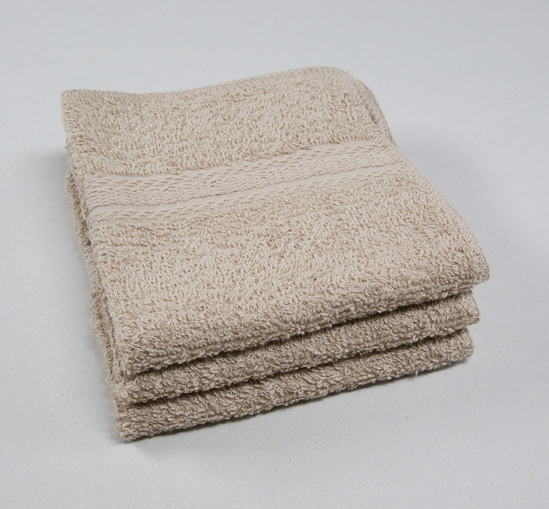 12x12 Premium Color Washcloths - 1 lb/dz - Beige/Tan